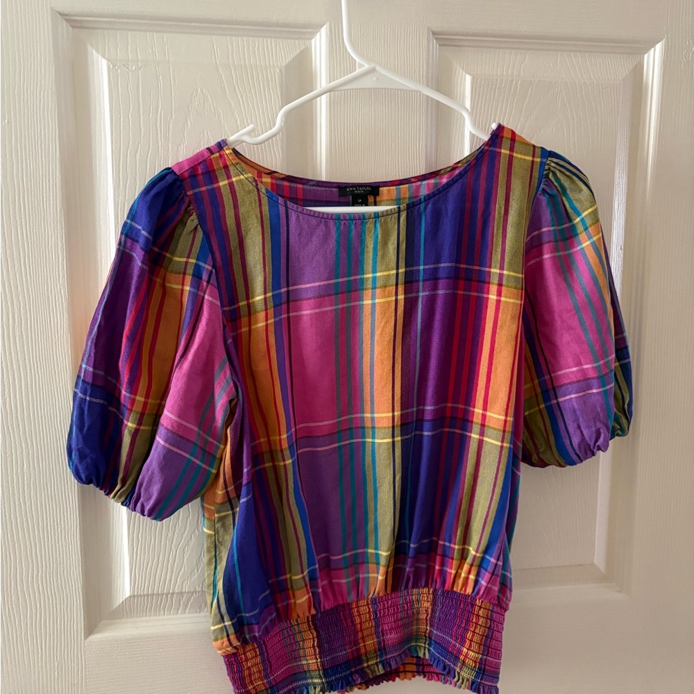 Ann Taylor Multicolor Plaid Blouse